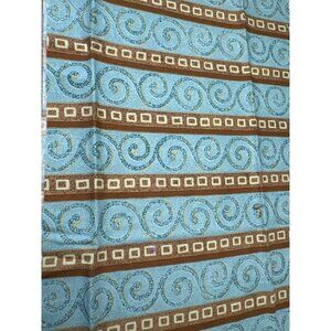 Cotton Quilting Fabric Blue Brown Swirl Geometric Border Print 1/4 yard